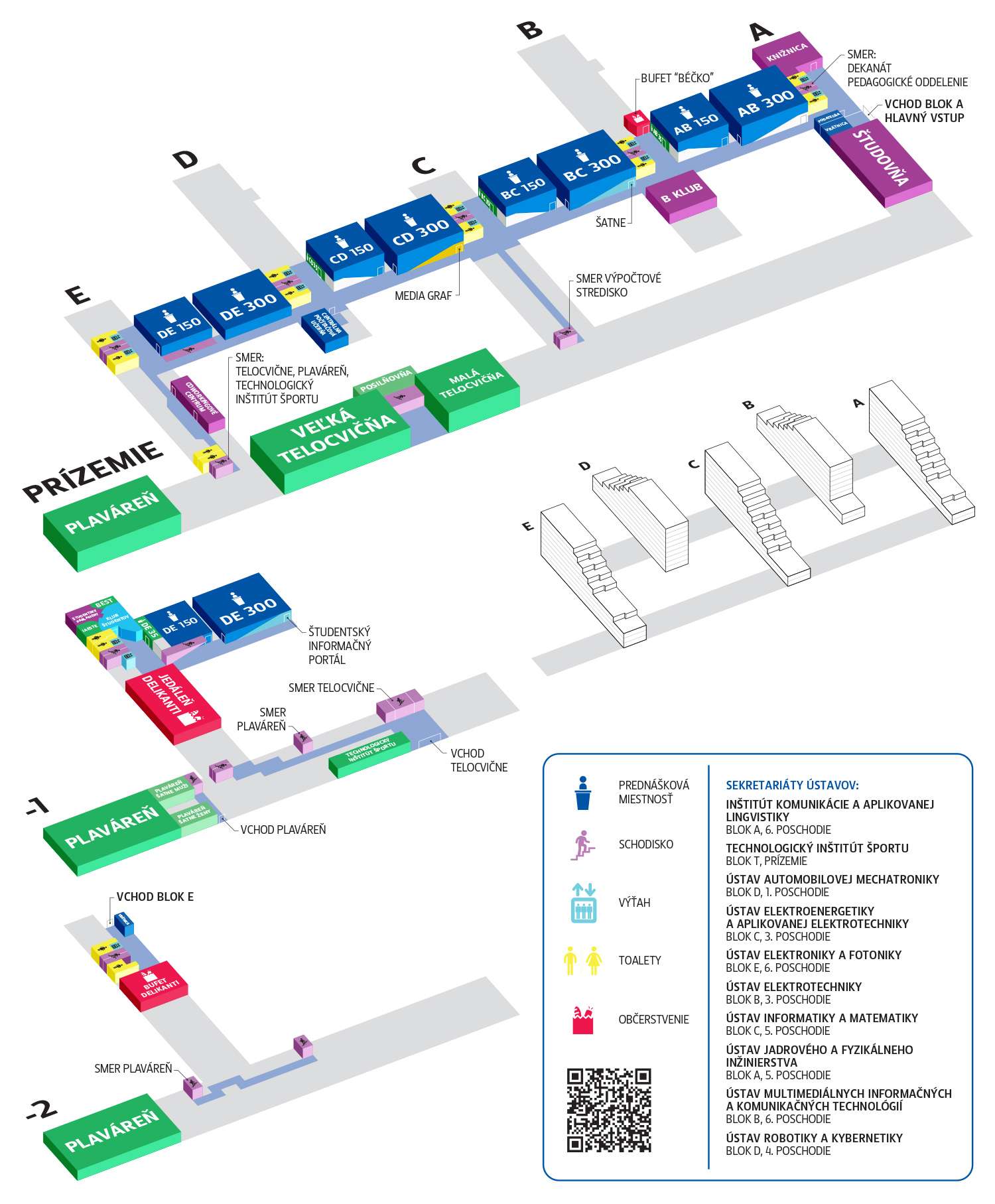 3D mapa areálu FEI STU, Ilkovičova 3, Bratislava